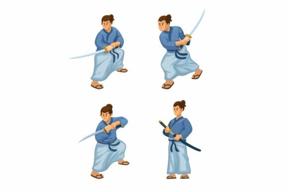 Download Samurai Action Pose Figure Cartoon - Action pose Collection