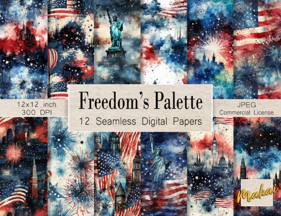 Download Watercolor Patriotic Seamless Patterns - Premium Resources