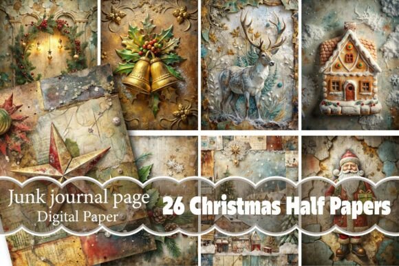 Download Christmas Junk Journal Half Papers - Premium Resources