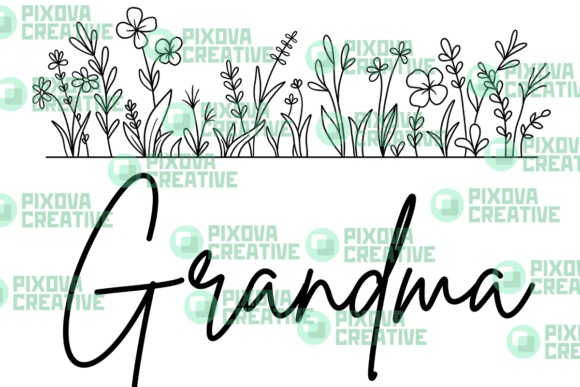Download Grandma Floral Monoline Graphic PNG - Premium Resources